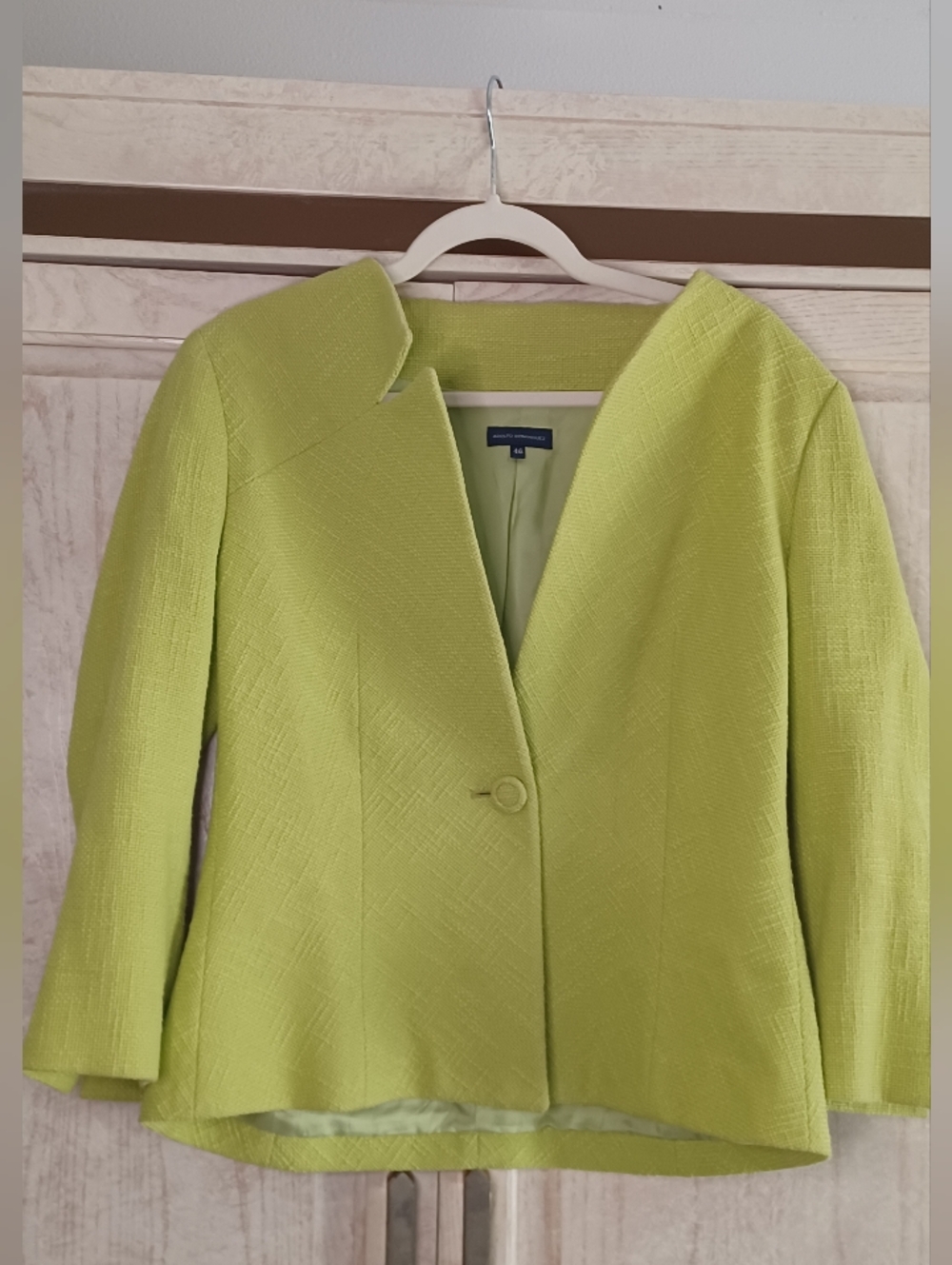 Made In Spain Lime Green Assymeteical Collar Blazer